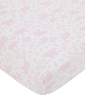 Carter's Sweet Floral Elephants Super Soft Fitted Crib Sheet Bedding In Pink