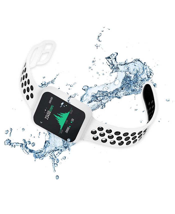 iTouch Air 3 Women's Touchscreen Smartwatch Fitness Tracker: White Case with White Perforated