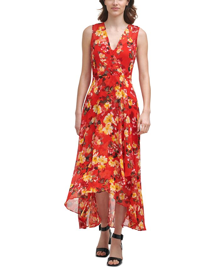 Descubrir 72+ imagen calvin klein floral print maxi dress