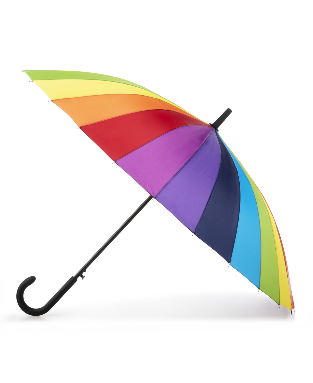 24 Rib Rainbow Auto-Open Stick Umbrella - Rainbow
