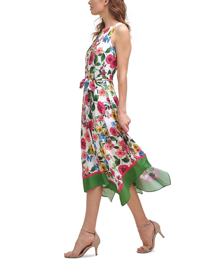 Jessica Howard Petite Floral-Print Handkerchief-Hem Dress - Macy's