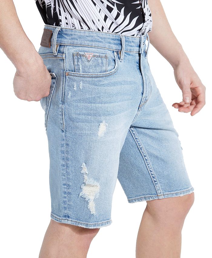 GUESS Distressed Slim Denim Shorts - Macy's