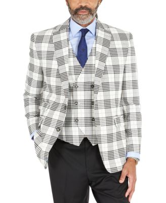 black and white plaid men's suit