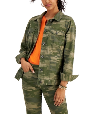 Style & Co Petite Camo-Print Denim Jacket Created for Macy's