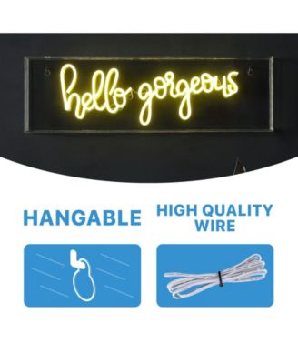 Hello Gorgerous Contemporary Glam Acrylic Box USB Operated LED Neon Light