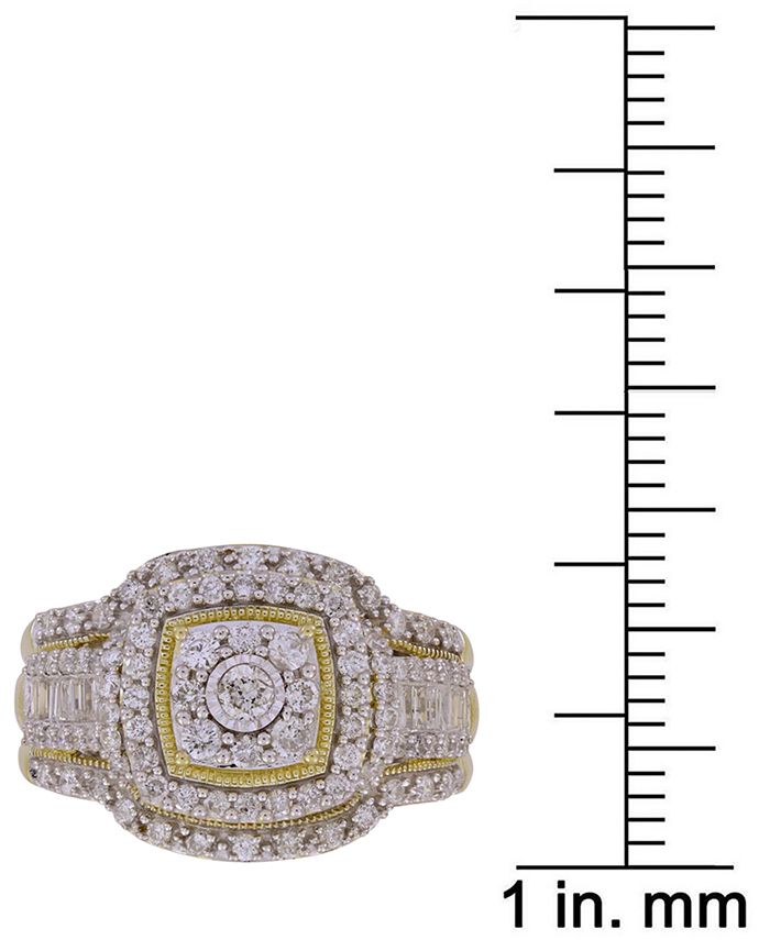 Macy's - Diamond Square Cluster Statement Ring (1 ct. t.w.) in 10k Gold & Rhodium-Plate