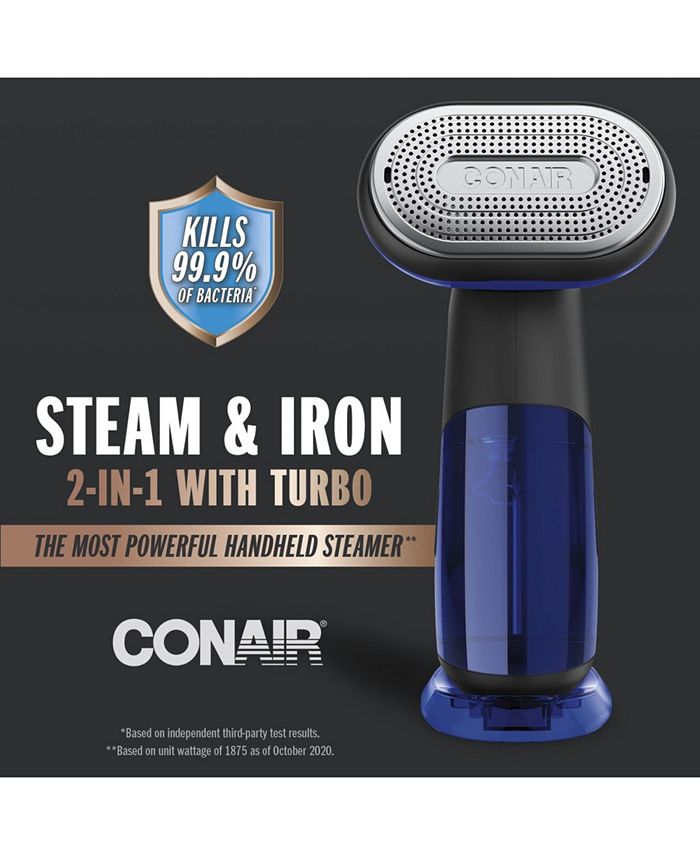Conair Turbo ExtremeSteam 1875 Watt Handheld Fabric, 2in1 Steam and Iron Garment Steamer Macy's
