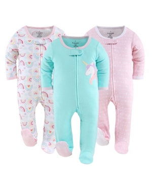The Peanutshell Baby Girls Sleepers Set 3 Pack
