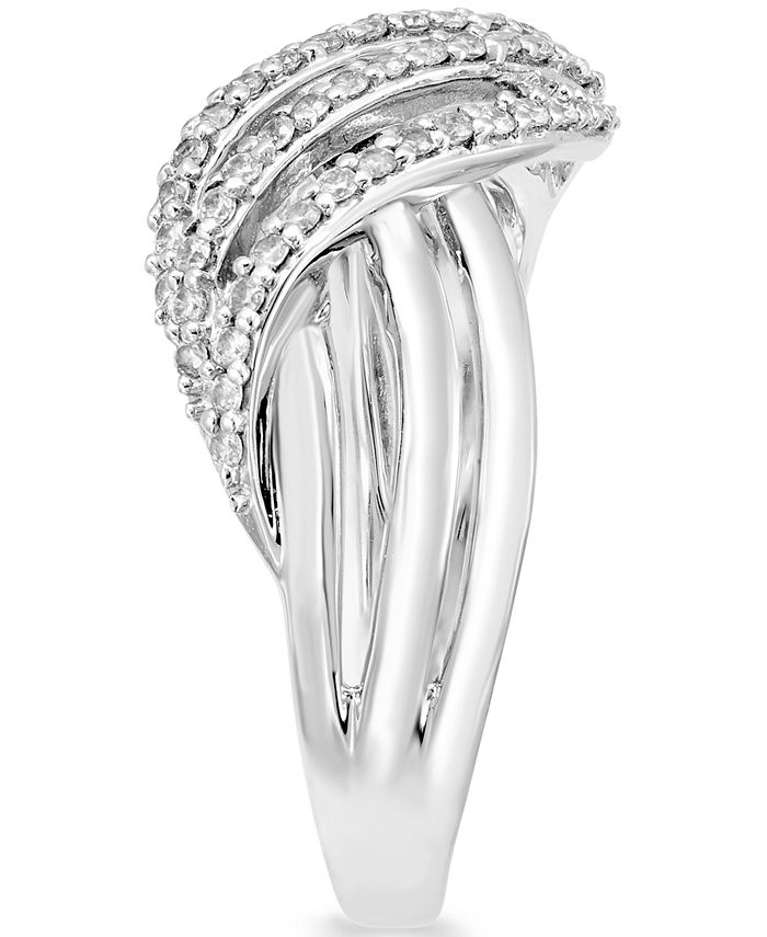 Macy's Diamond Crossover Statement Ring (1/4 ct. t.w.) in Sterling