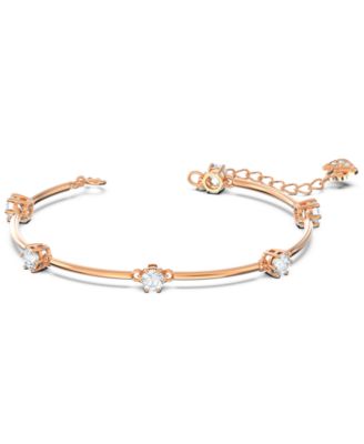 Rose Gold-Tone Crystal Station Bangle Bracelet