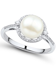 Cultured Freshwater Pearl (8mm) & Diamond (1/6 ct. t.w.) Ring in 14k Gold or 14k White Gold