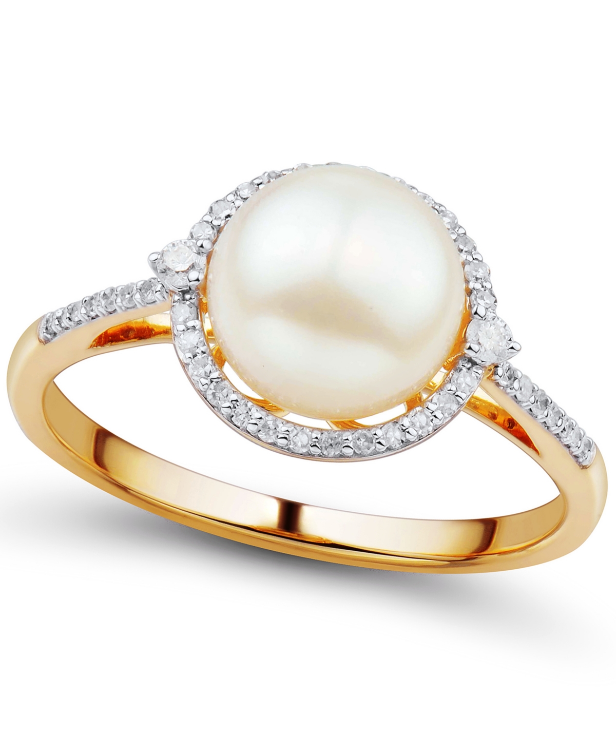 Honora Cultured Freshwater Pearl (8mm) & Diamond (1/6 ct. t.w.) Ring in 14k Gold or 14k White Gold
