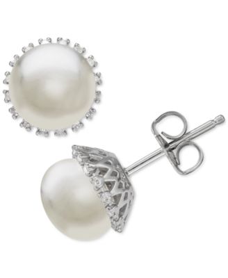 8mm Freshwater Silver store Pearl Stud Earrings