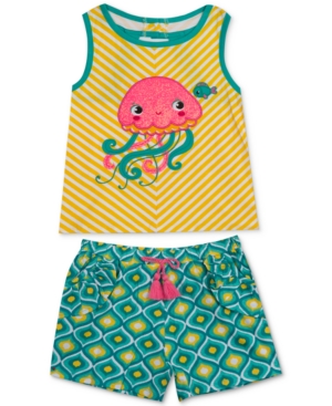 Rare Editions Baby Girls 2-Pc Jellyfish Applique Top & Patterned Shorts Set