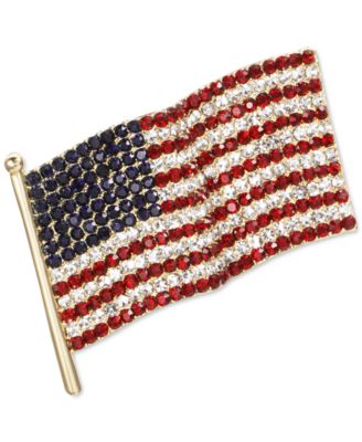 Charter Club - Gold-Tone Red, White & Blue Pav&eacute; American Flag Pin