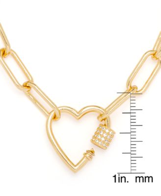 Cubic Zirconia Link Heart Bracelet in Yellow Gold or Rose Gold Plate