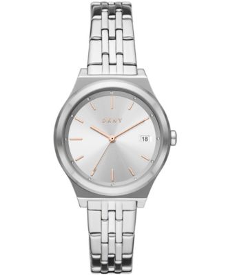 DKNY Silver Bracelet Watch with Black Dial and Rose-Gold Hands Dkny Bracelet Watch - Etsy main image 2
