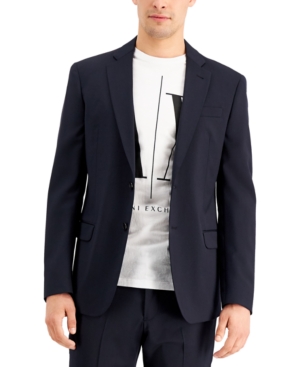 Armani Exchange Men's Slim-Fit Navy Solid Wool Suit Separate Jacket