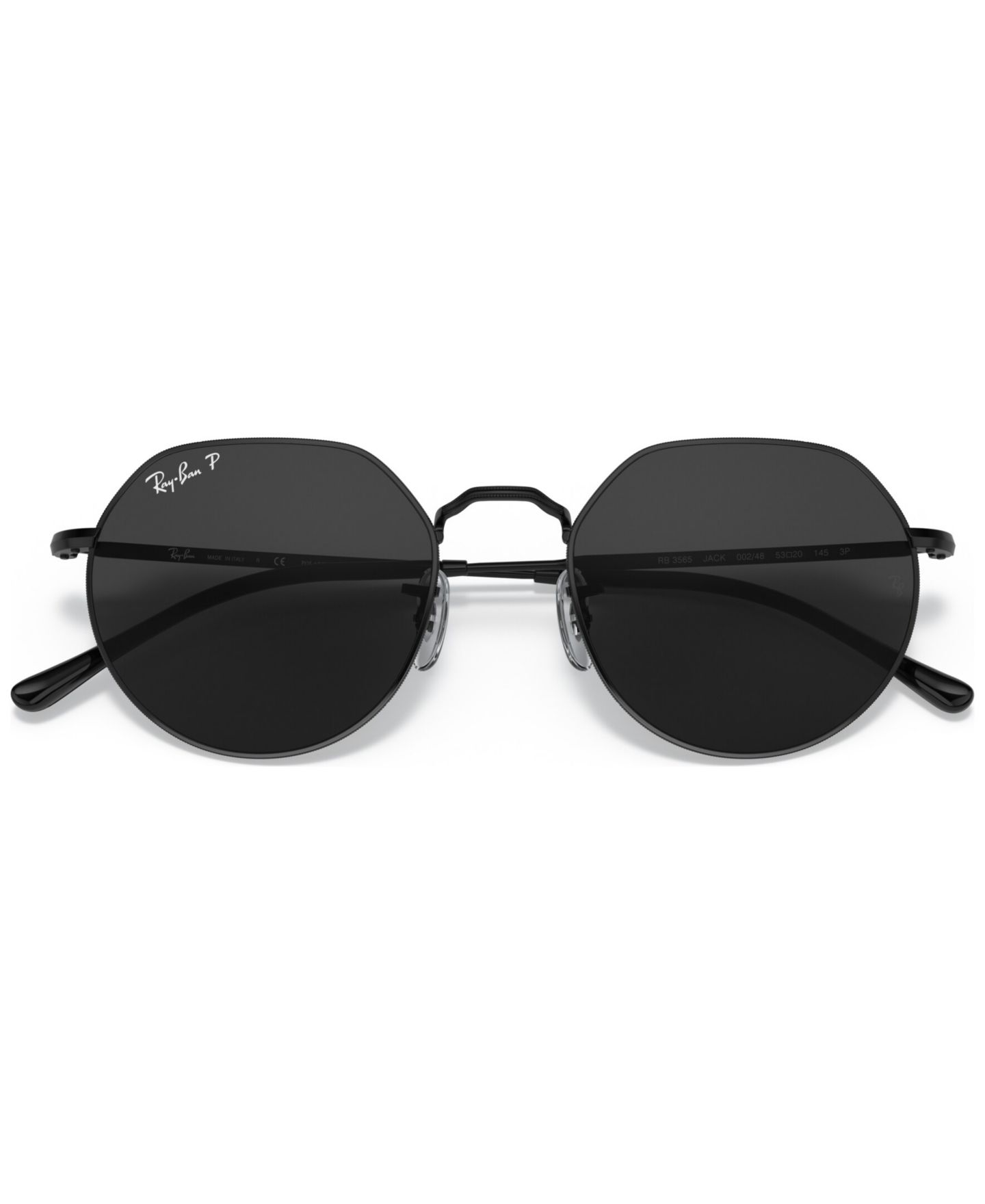 Солнцезащитные очки Ray-Ban Unisex Polarized Geometric Metal Sunglasses, RB3565 Jack, цвет: Чёрный — фото 5
