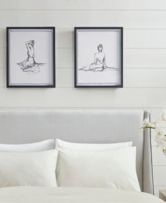 Feminine Figures 2 Piece Deckle Edge Sketch Framed Wall Art Set, 17" x 21"