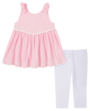 Kids Headquarters Little Girls Pom-pom Trim Tunic and Capri Leggings 2-piece Set