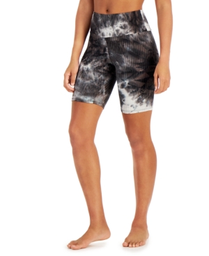 Jenni Ribbed Bike Shorts, Created For Macy's In Black Tie Dye