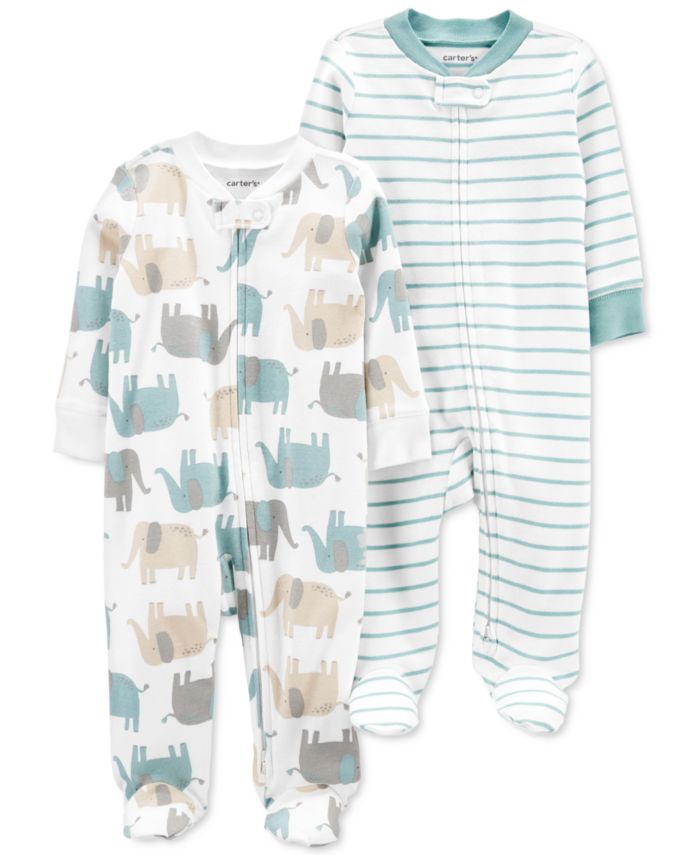 Carter's Baby Boys or Girls 2-Pack Zip-Up Striped & Elephant Sleep & Plays & Reviews - All Baby - Kids - Macy's