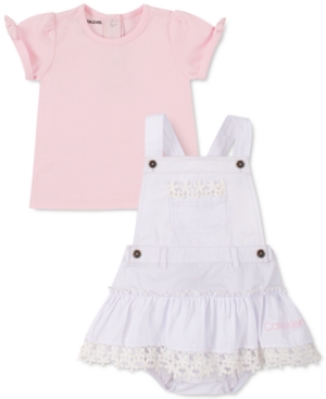 Calvin Klein Baby Girls 2-Pc T-Shirt & Crochet-Trim Skirtall Set