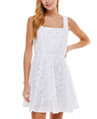 Crystal Doll Juniors' Floral Lace Dress - Macy's