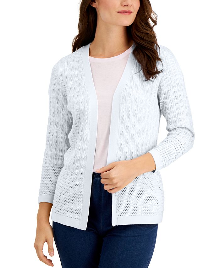Open front pointelle outlet cardigan
