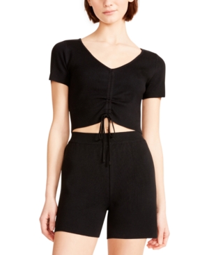Madden Girl Juniors' Scrunched Drawstring Crop Top & Short Set