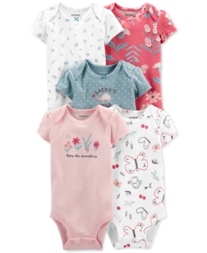 Carter's Baby Girl 5-Pack Multi-Pattern Short-Sleeve Bodysuits