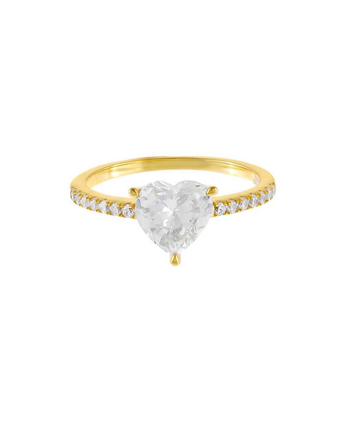 by Adina Eden Pavé Heart Stone Ring in 14K Gold over Sterling Silver ...
