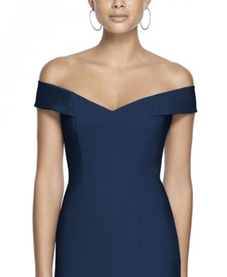 Womens Off-the-Shoulder Criss Cross Back Trumpet Gown