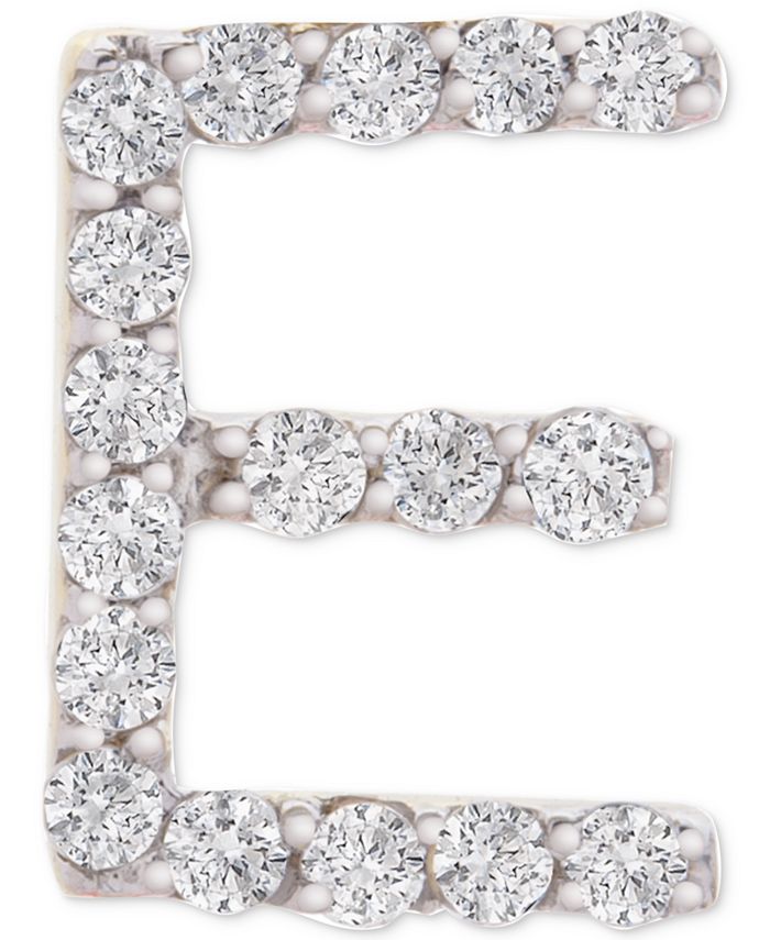 Wrapped - Diamond Initial E Single Stud Earring (1/20 ct. t.w.) in 14k Gold