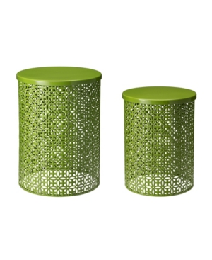 Glitzhome Multi-Functional Metal Garden Stool or Plant Stand or Accent Table Set of 2