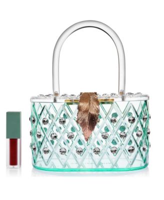 1950 Retro Style "Spearmint Ice" Crystal Lucite Box Clutch Bag