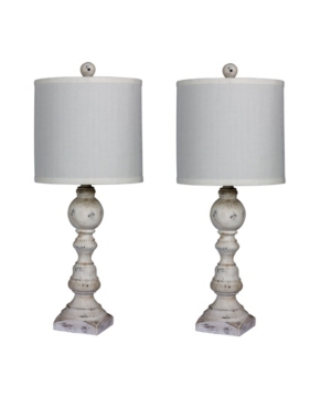 Fangio Lighting Distressed Balustrade Resin Table Lamps, Set Of 2 In Cottage Antique White