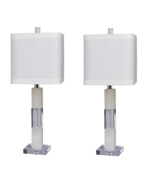 Fangio Lighting Stacked Block Table Lamps, Set Of 2 In Clear With Snow Marble