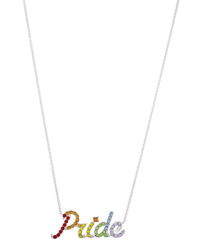 Macy's - Rainbow Crystal Pride Pendant Necklace in Sterling Silver, 16" + 2" extender