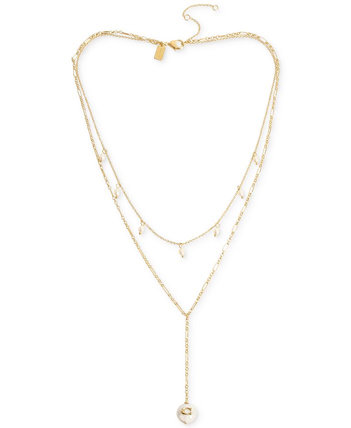 COACH Freshwater Pearl Layered Y-Necklace - Macy's