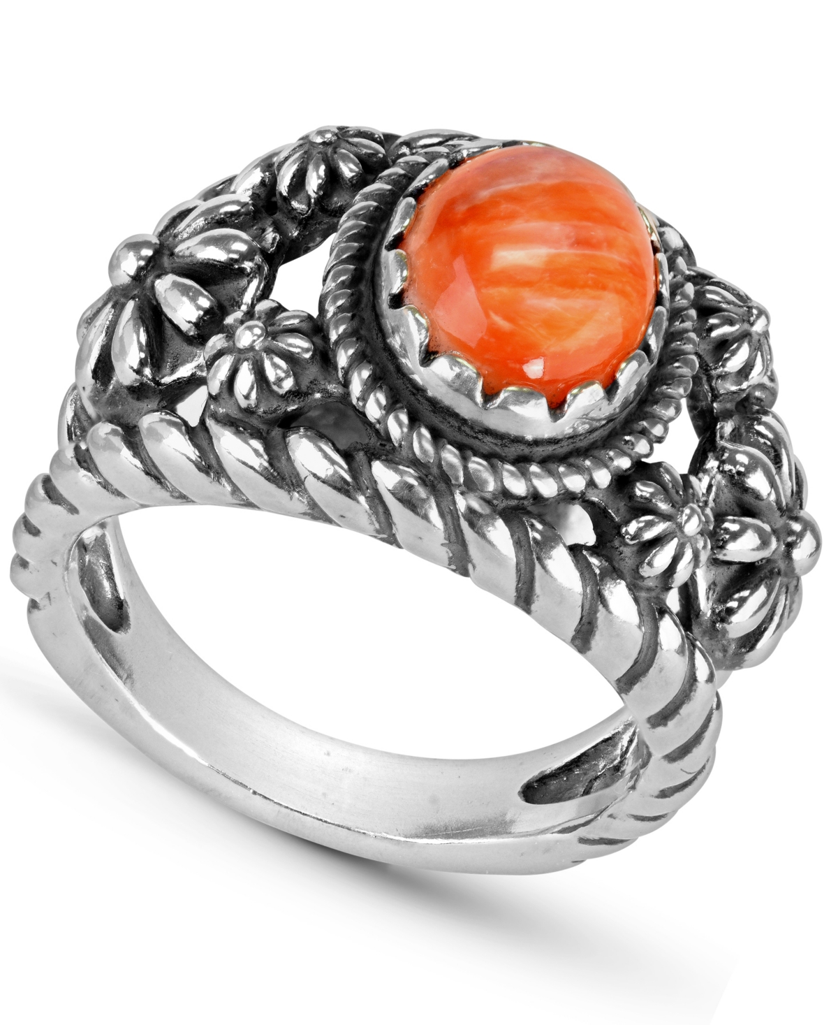 American West by Carolyn Pollack Sterling Silver Gemstone Ring in Charoite, Orange Spiny Oyster or Purple Spiny Oyster