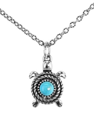 American West by Carolyn Pollack Turquoise Gemstone Turtle Necklace in ...