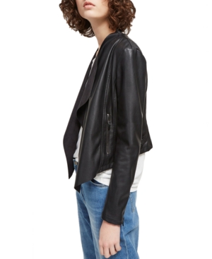 French Connection Stephanie Faux leather Waterfall Jacket In Utlity Blue ModeSens