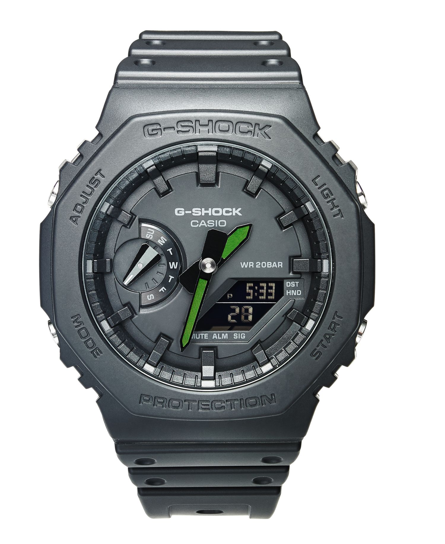 Men's Analog-Digital Black Resin Strap Watch 45.4mm