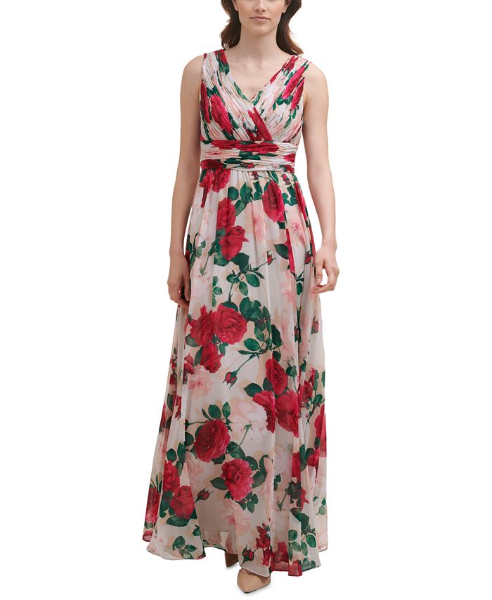 Calvin Klein Floral-Print Pleated-Bodice Gown & Reviews - Dresses - Women -  Macy's