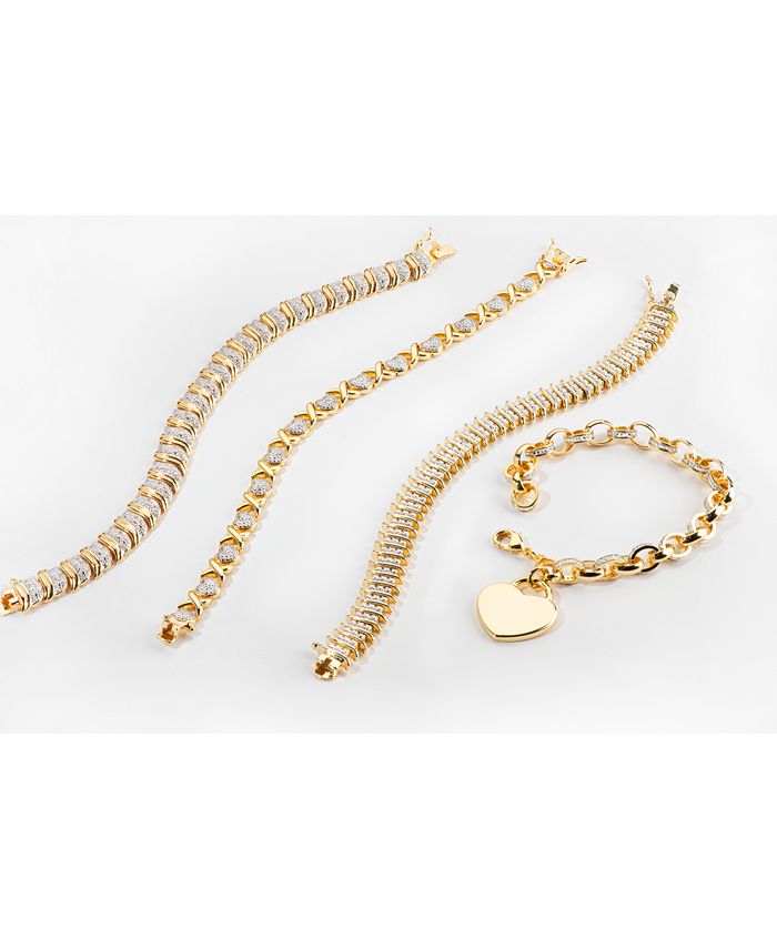 Diamond Accent Bracelets in Gold Rose Gold or Silver Plate