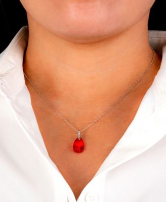 Fine Crystal and Cubic Zirconia 18" Teardrop Pendant in Sterling Silver