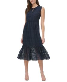 Jacquard Tie-Neck Midi Dress 