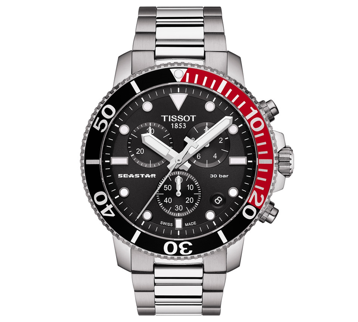 Men's Swiss Chronograph Seastar 1000 Stainless Steel Bracelet Watch 46mm - Black